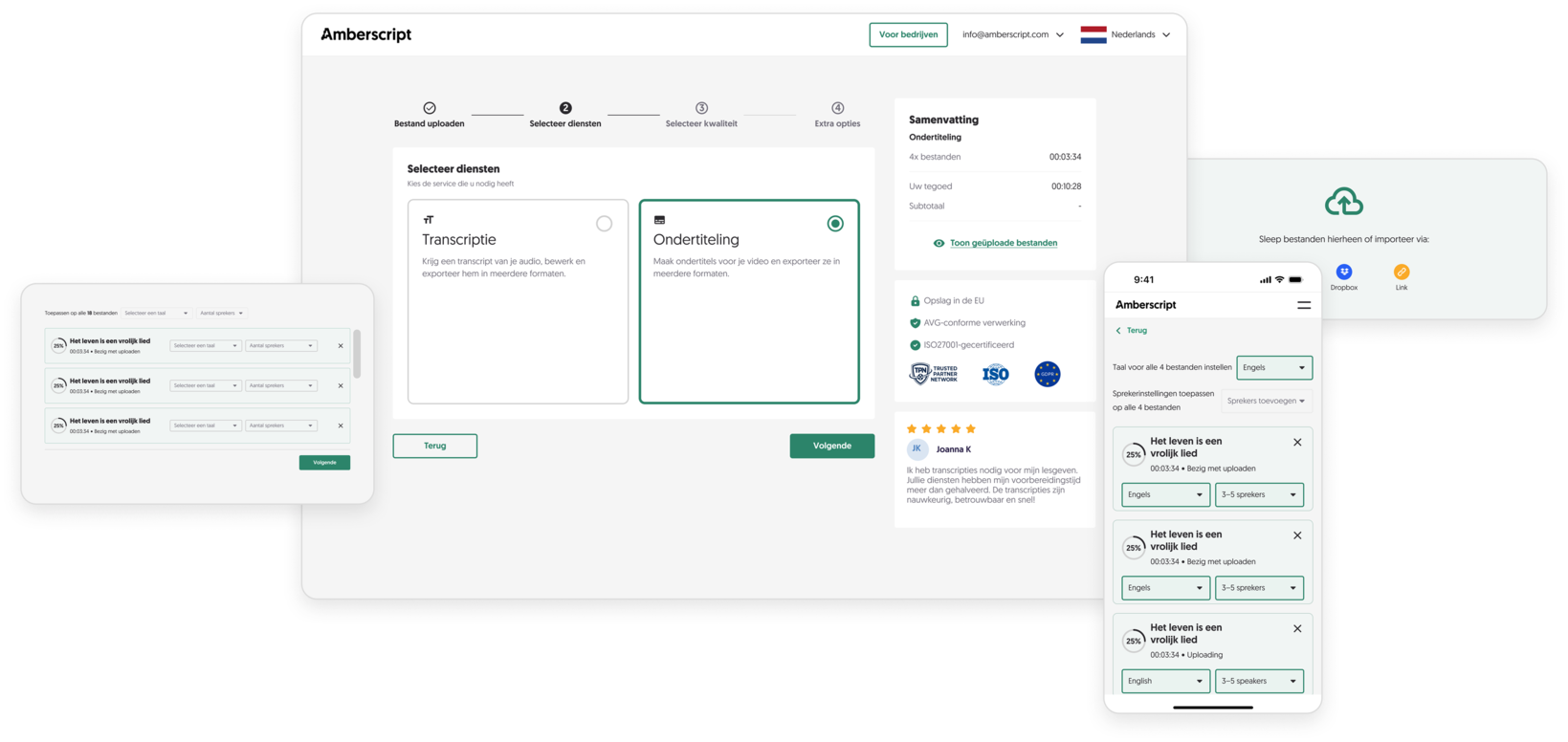 Screenshot of the Amberscript application interface
