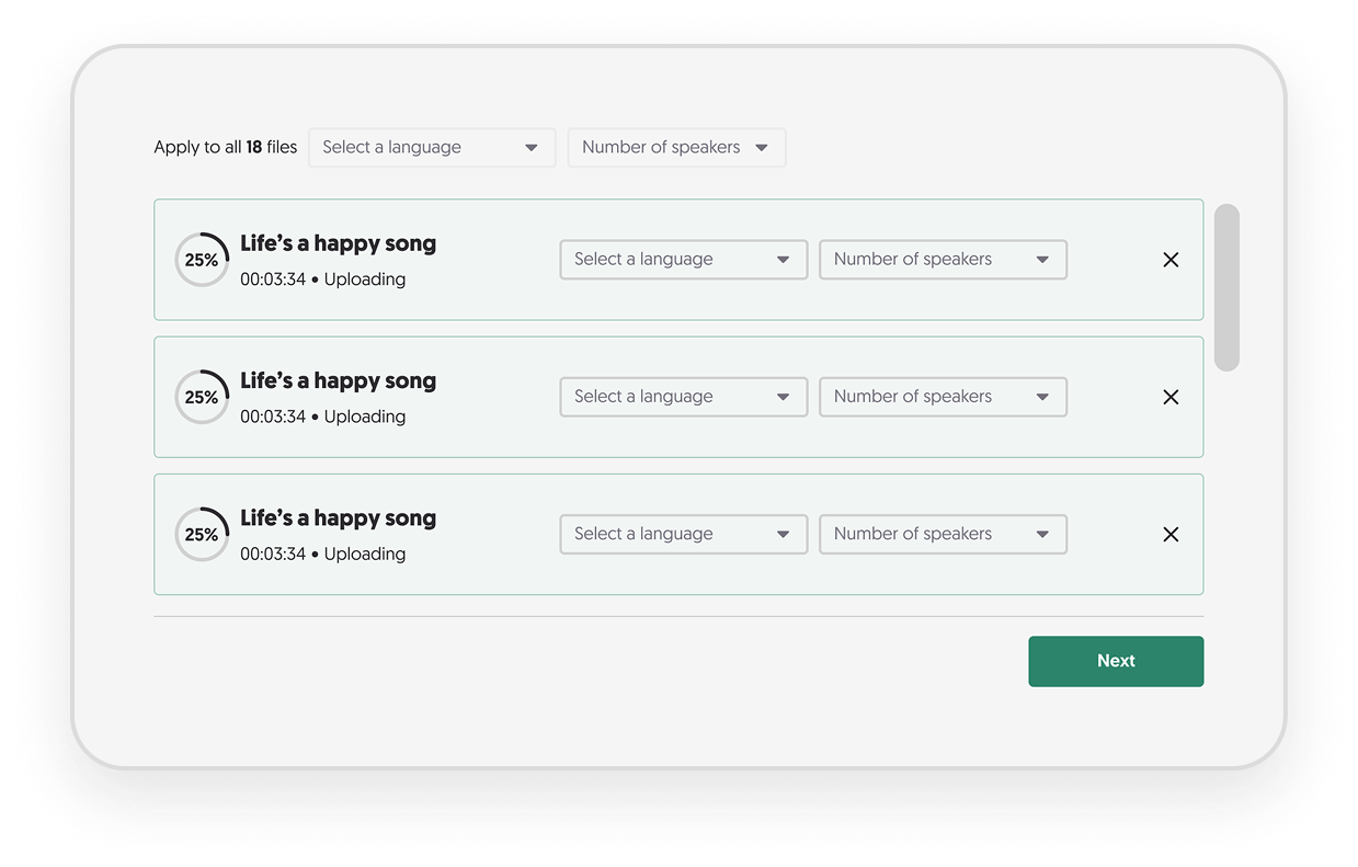 Screenshot of the Amberscript application interface