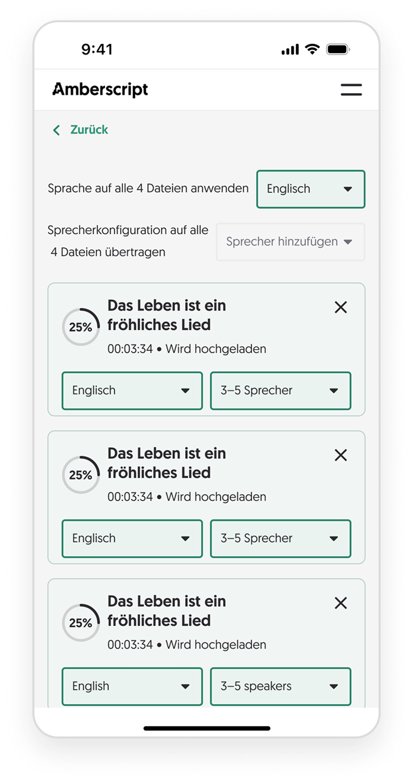 Screenshot of the Amberscript application interface