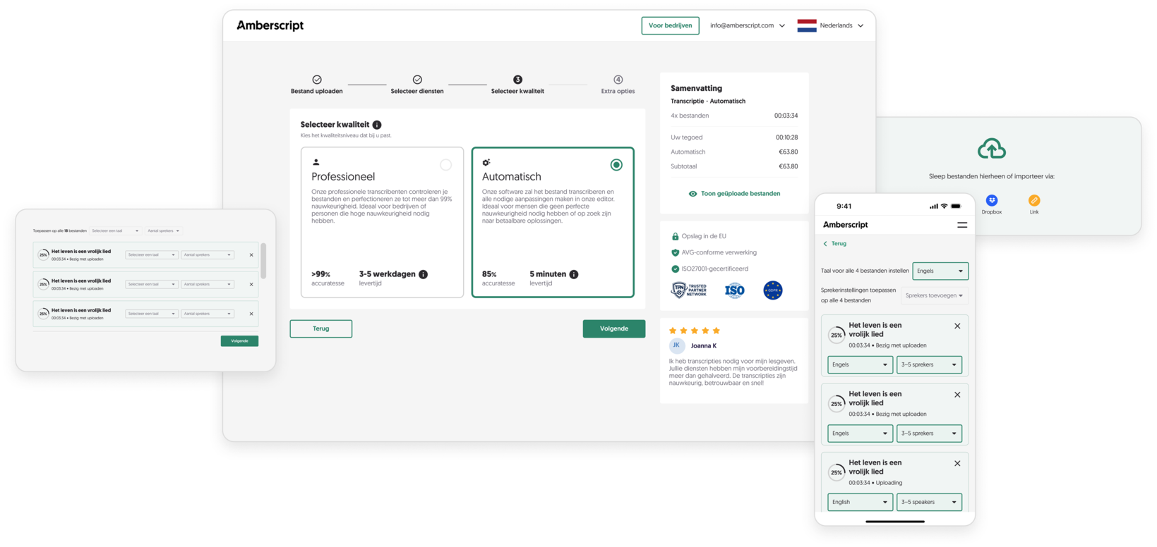 Screenshot of the Amberscript application interface