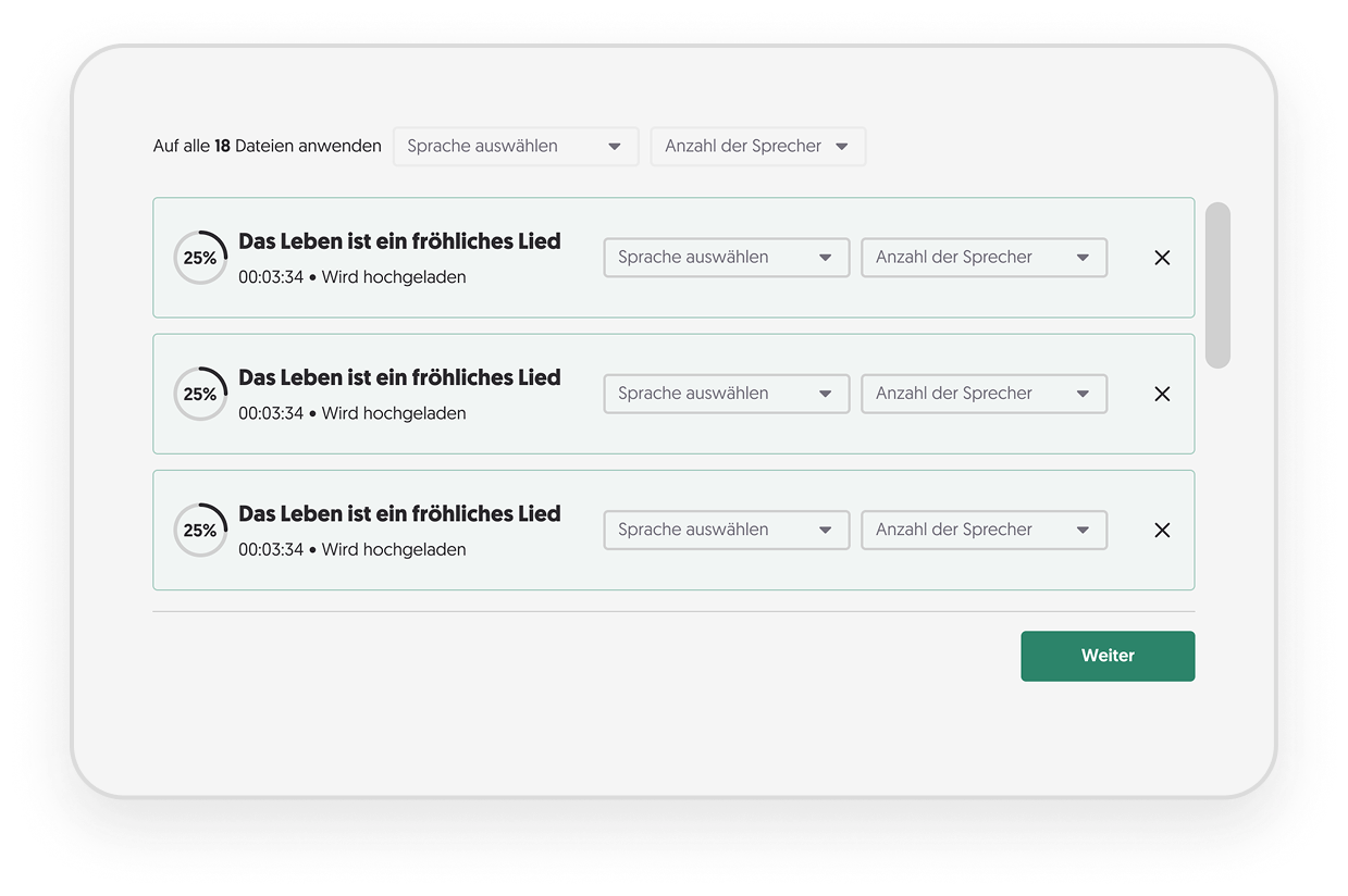 Screenshot of the Amberscript application interface