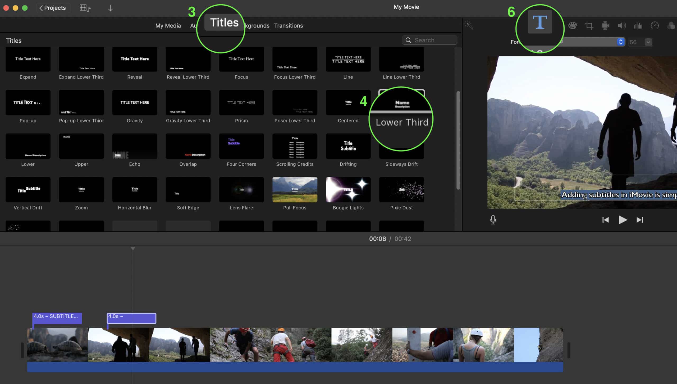 how do you add subtitles in imovie
