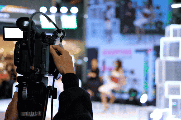 Broadcast TV camera recording a live event