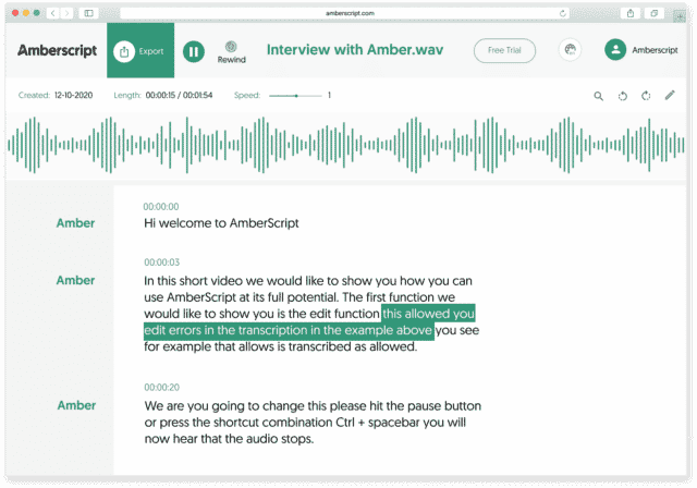 medical transcription for healthcare, screen shot of how the transcription tool works