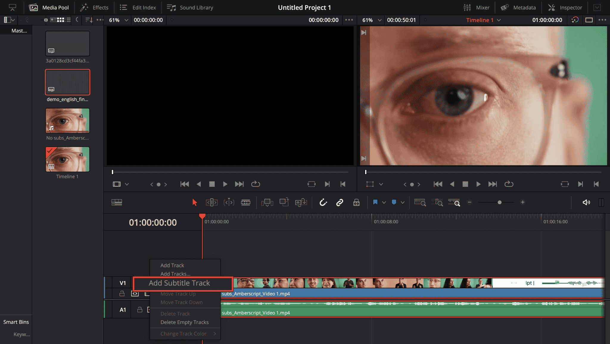  how to add subtitles in davinci resolve amberscript
