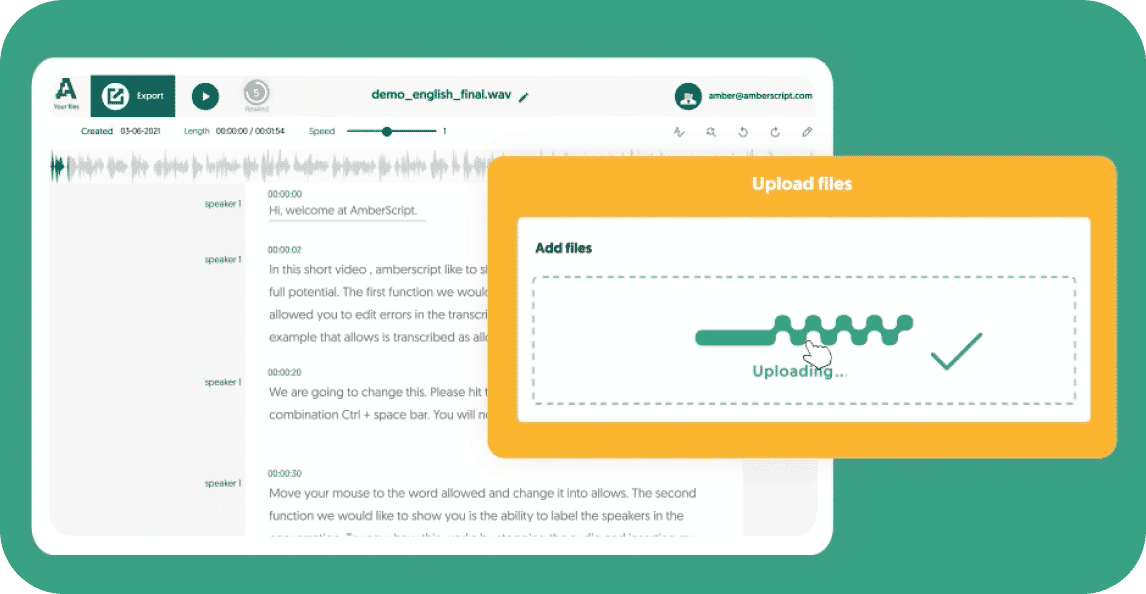 Wie Sie Ihre Datei auf der Amberscript Plattform hochladen