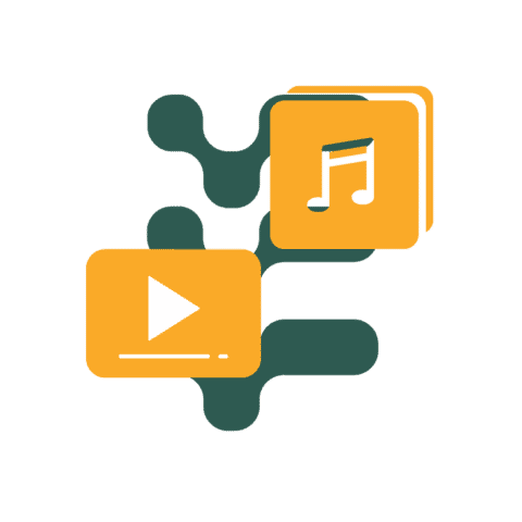 symbol von videoplayer und musiknoten