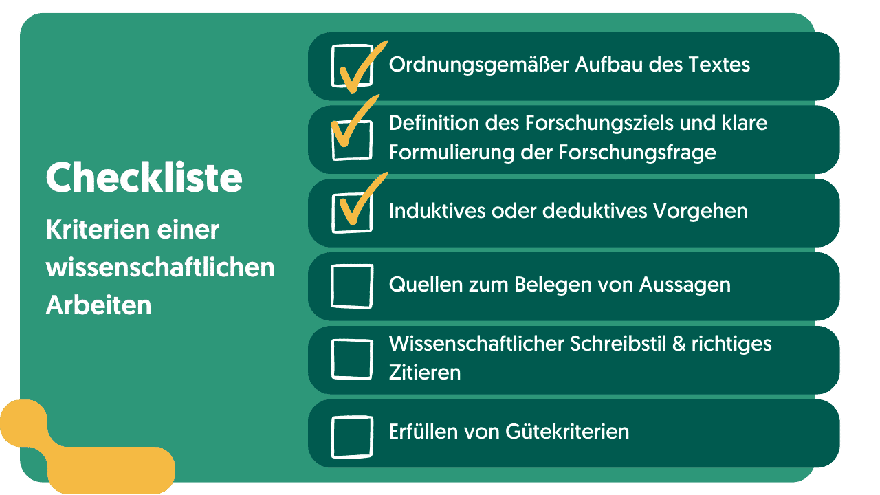 Checkliste der Kriterien wissenschaftlicher Arbeiten