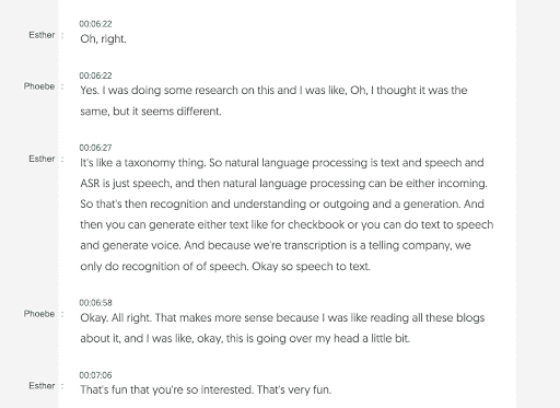 example of an interview transcript