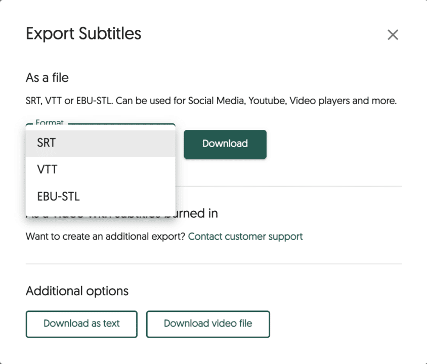 Export your subtitles in different file formats
