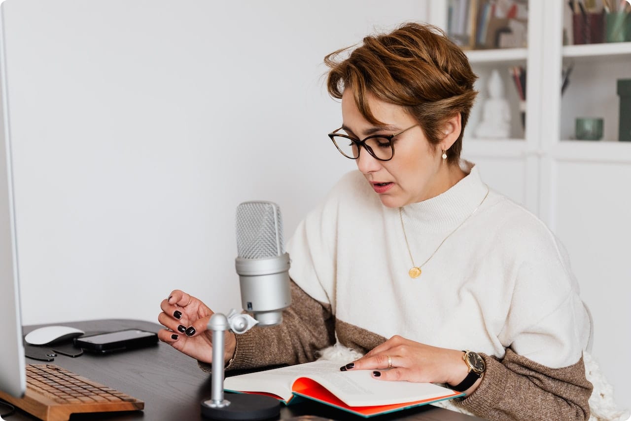 woman recording voice